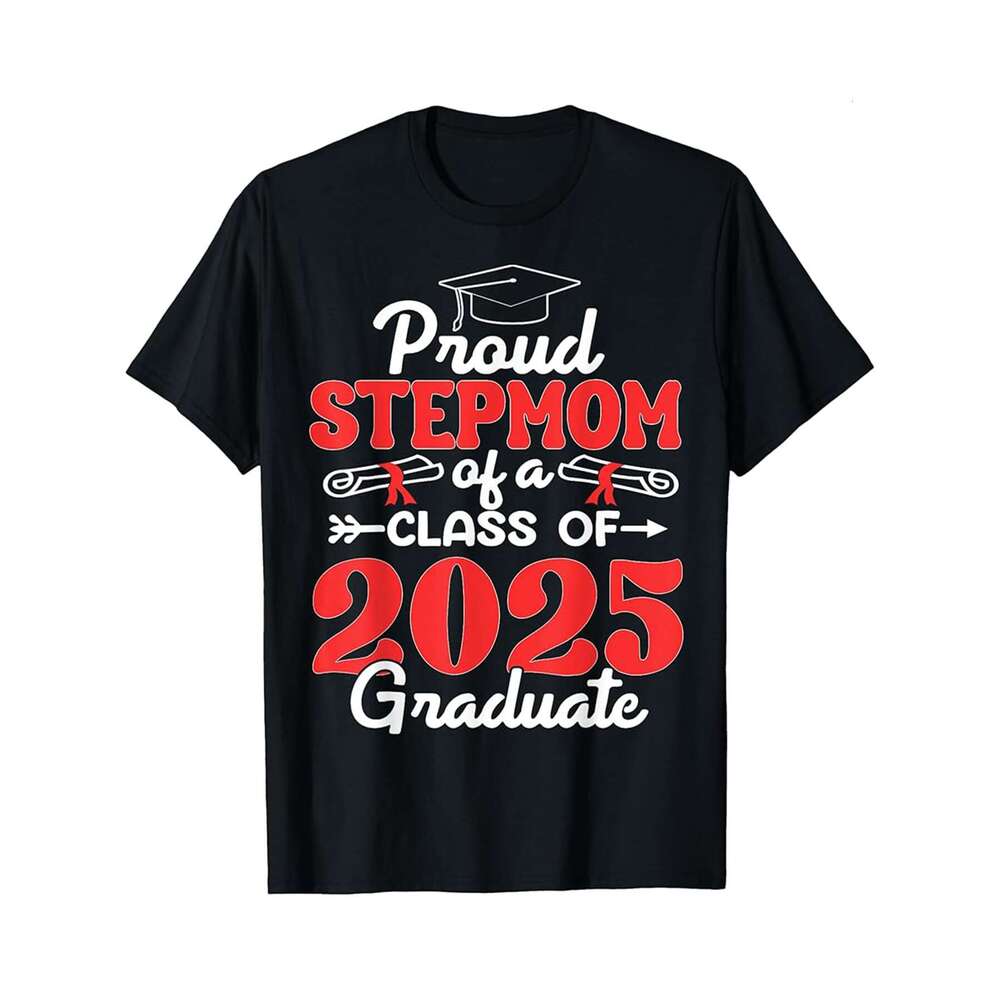 Designer T shirt Super Proud Mommy of 2025 Graduate Awesome Family College , 100% cotton, short sleeve, Wrinkle resistant, Casual, comfortable fit - 2