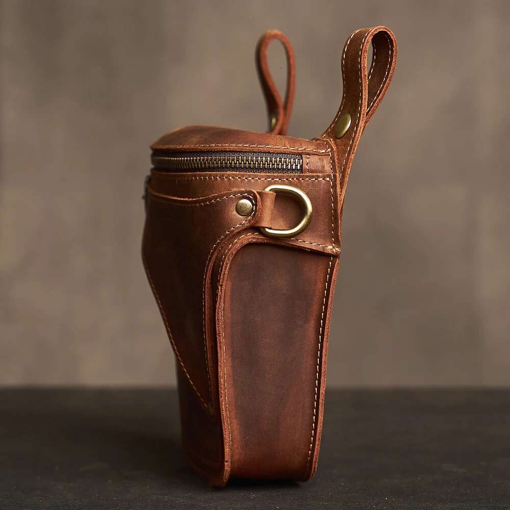 Genuine Leather Men's Bag Retro Style Multifunctional Fashion Key Wallet Sports Waist Bags For 6.5 In Phone