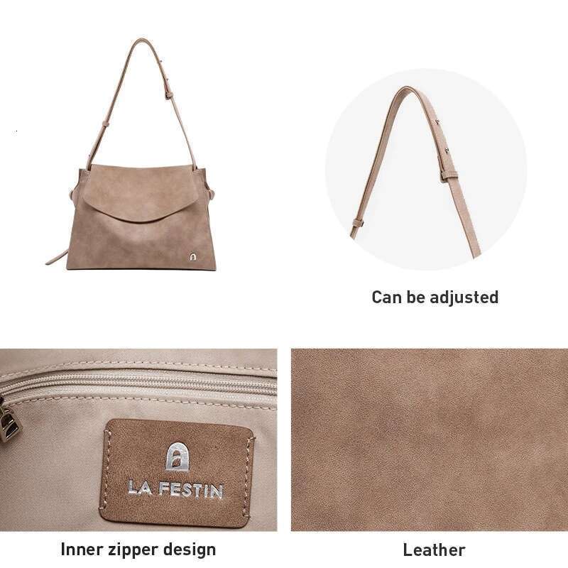 LA FESTIN Original Brand Women's Bag 2025 New Leather Shoulder Crossbody Tote Designer Bag Large Capacity Handbag