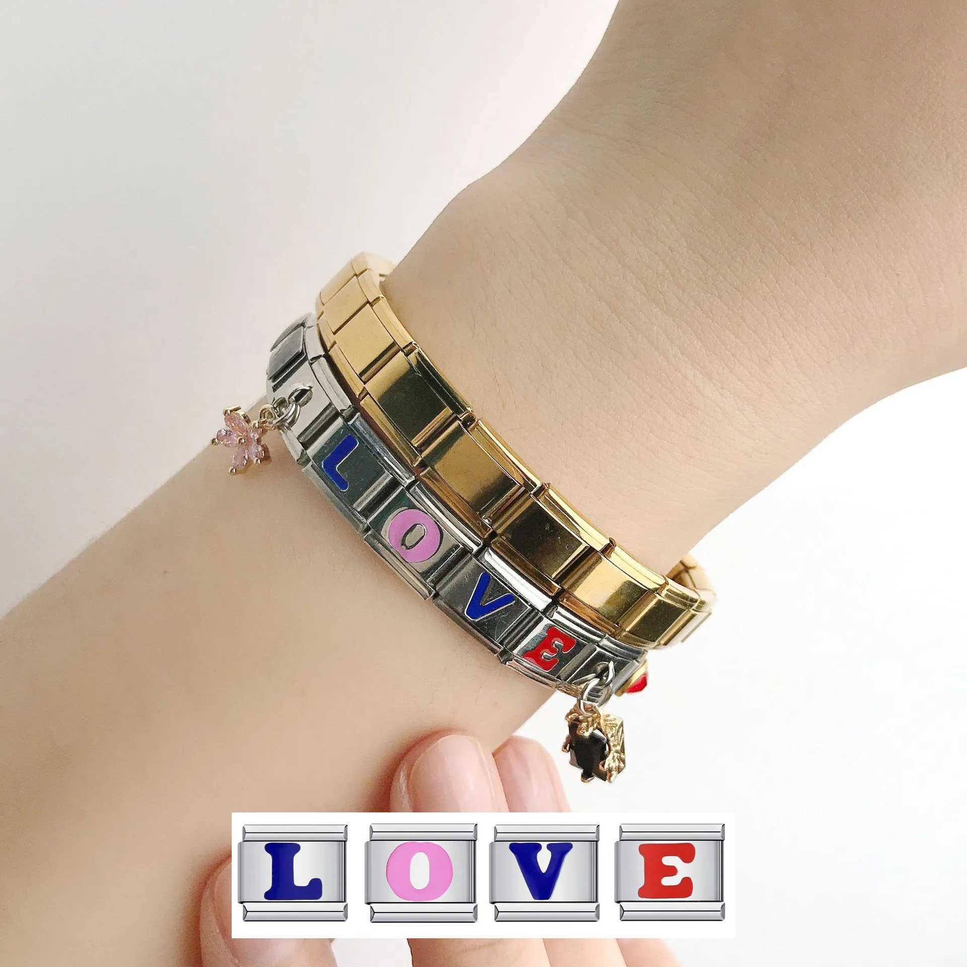 New Womens Jewelry Italian Elastic Charm Bracelet Fashion Italian Links 9mm Width Bracelet Stainless Steel Jewelry DIY MakingC250411
