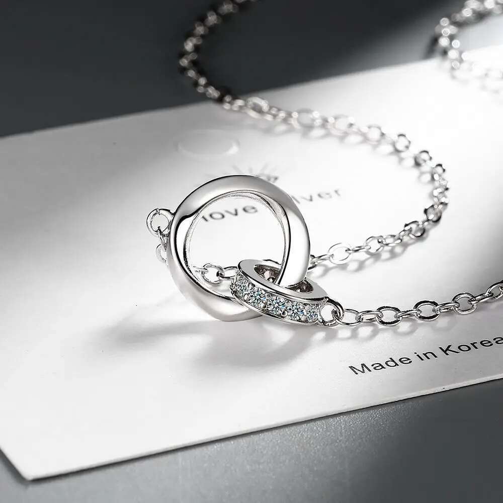 Sterg Sier Full Dia Zircon Simple Ring Clavicle Chain Women's Necklace
