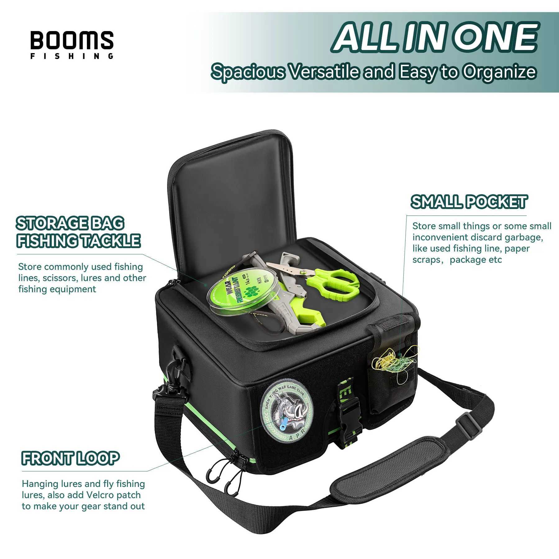 Booms Fishing RC4 Fishing Bag Multifunction Large Capacity 28*25*18.5cm Tackle Waist Bag Utility Storage Fishing Lures Bag Z250411