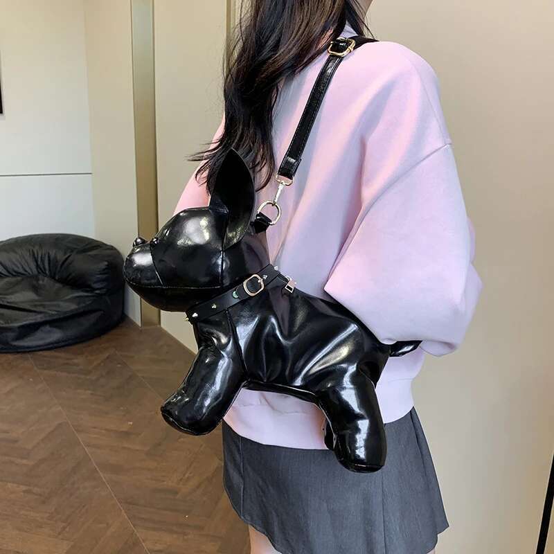Solid Color PU Leather Cute Cartoon Dog Women's Shoulder Crossbody Bolsos Mujer Designer Bag Sac De E Femme