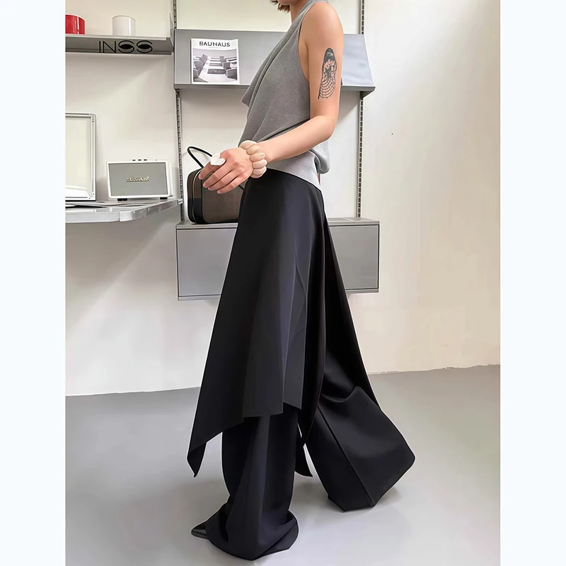 RORORIRI Women Pants Work Trousers Black Wide Leg Suit Long Casual Office Trouser High Waist Irregular Pantalones Mujer Z260314