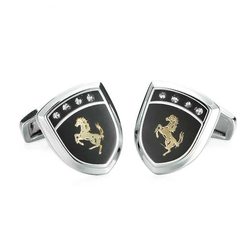 Wholesale of mens French shirt cufflinks copper shield horse cufflinks and fashion brand clothing accessoriesT250412