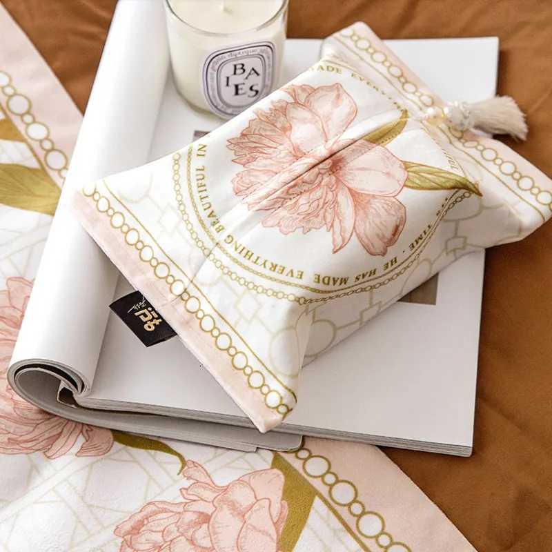 Minimalist Luxury Tip-Print Tissue Box Plush Fabric Car Napkin Holder Stylish Short-e Storage Tissue Case Y251112