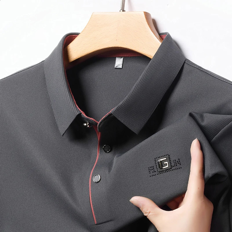 fashion long sleeved high-end printed polo shirt for autumn Korean version mens lapel T-shirt 250411