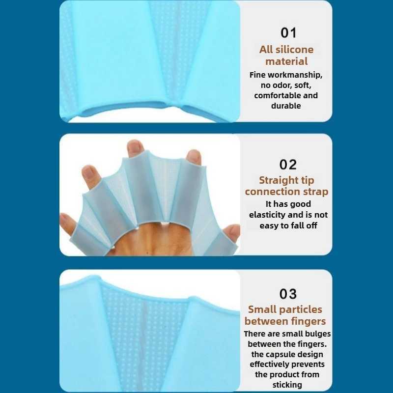 Swimming Finger Flip Swimming Pool Sports Professional Training Finger Hand Mesh Gloves Mens Childrens Paddle EquipmentY250412