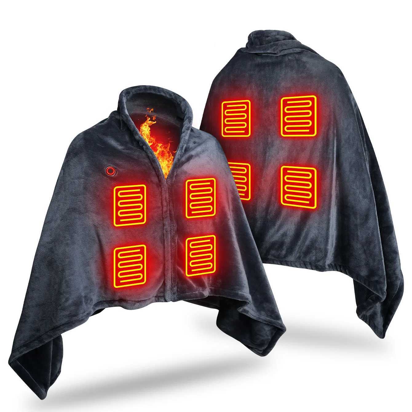 Winter Warm Shawl Fast Heating Leg Blanket Covering Coral Velvet Shawl Wearable Household Winter Body Warmer for Home Office Y251112