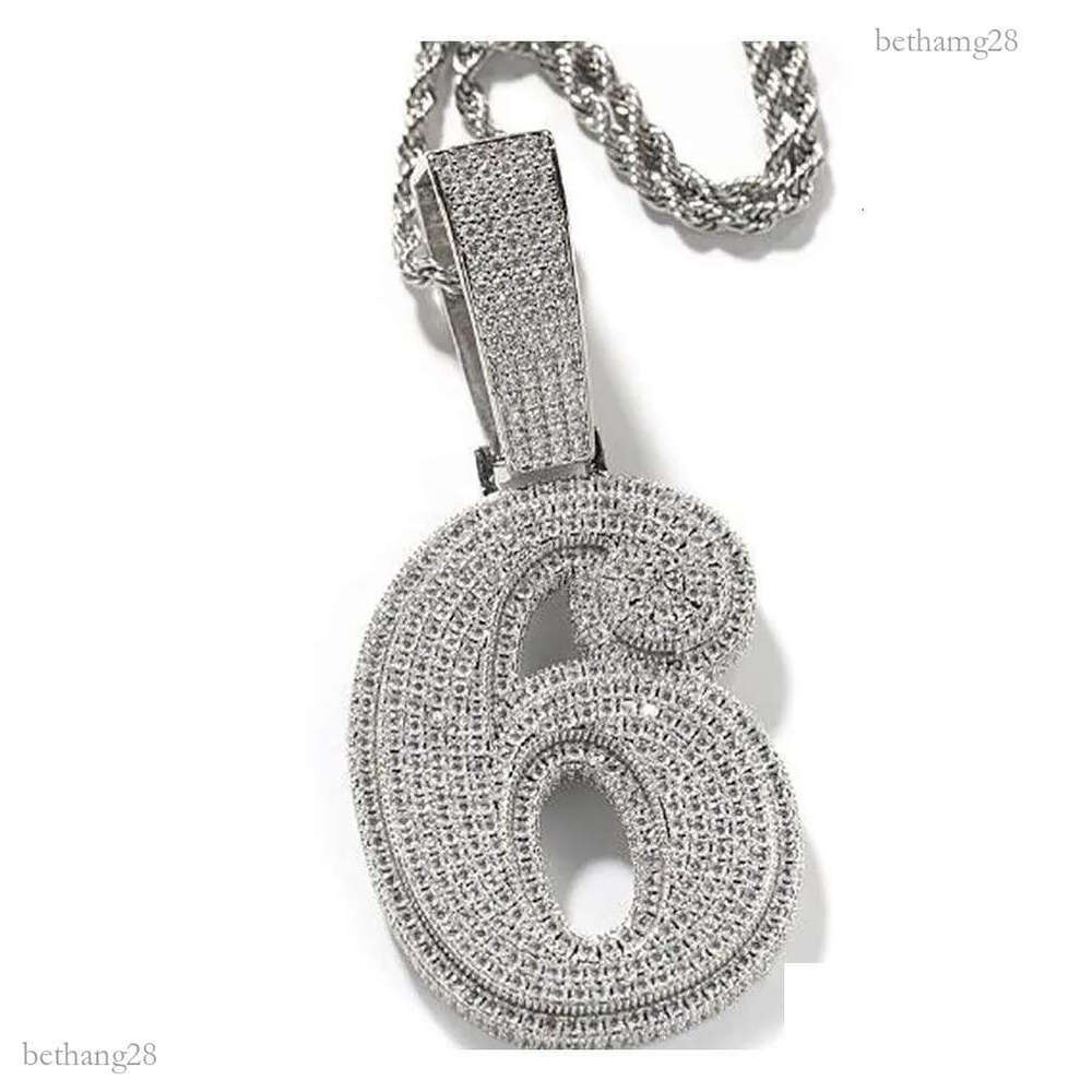 Pendant Necklaces Men Women A- Z Double Layer Stones Cursive Initiall Number Necklace For Gifts Cubic Zirconia Hip Hop Drop Delivery J Oto6V