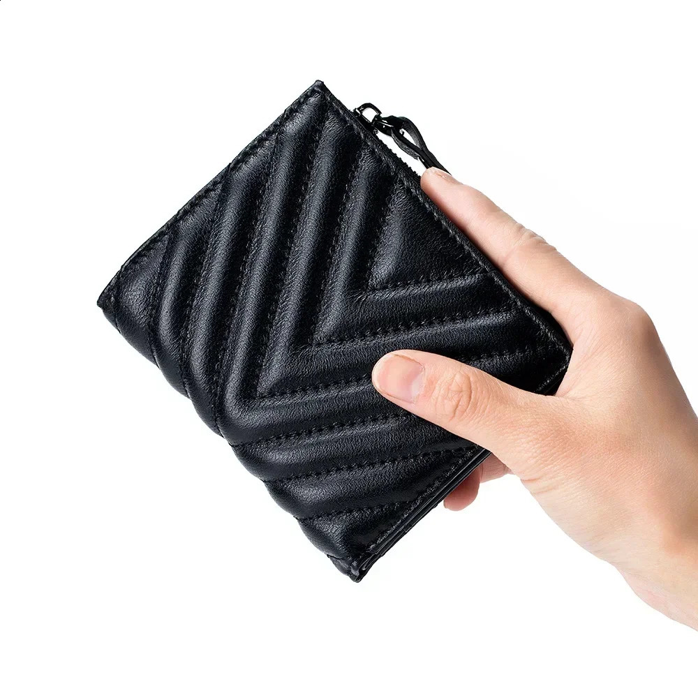Leather womens wallet zipper small and thin coin wallet womens wallet clip large capacity wallet 250411