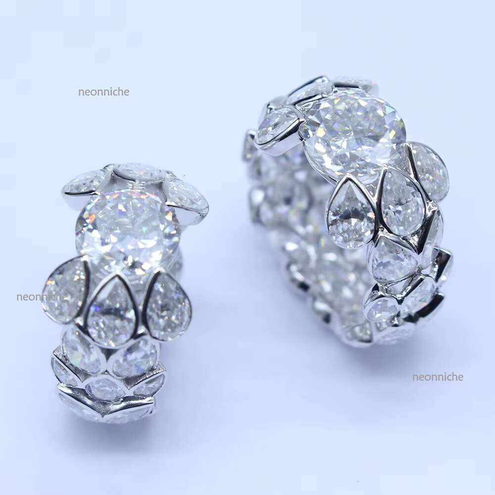 2024 Fashion Fine Custom VVS Mossanite Hip Hop Jewelry Sier Iced Out Dia Moissanite Ring for Mens Women Gifts