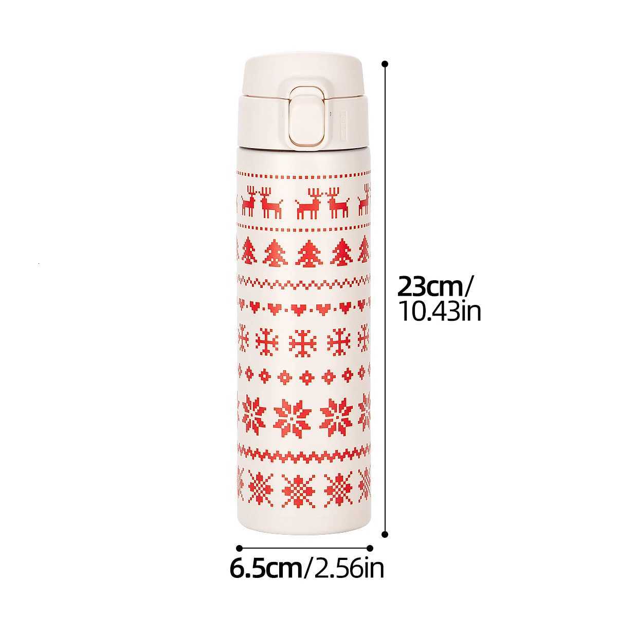 Christmas 450ml Stainless Steel Thermos Cup Household Bouncing Cover Vacuum Christmas Water Bottle Minimalist Men And Women Portable Cups Y251112