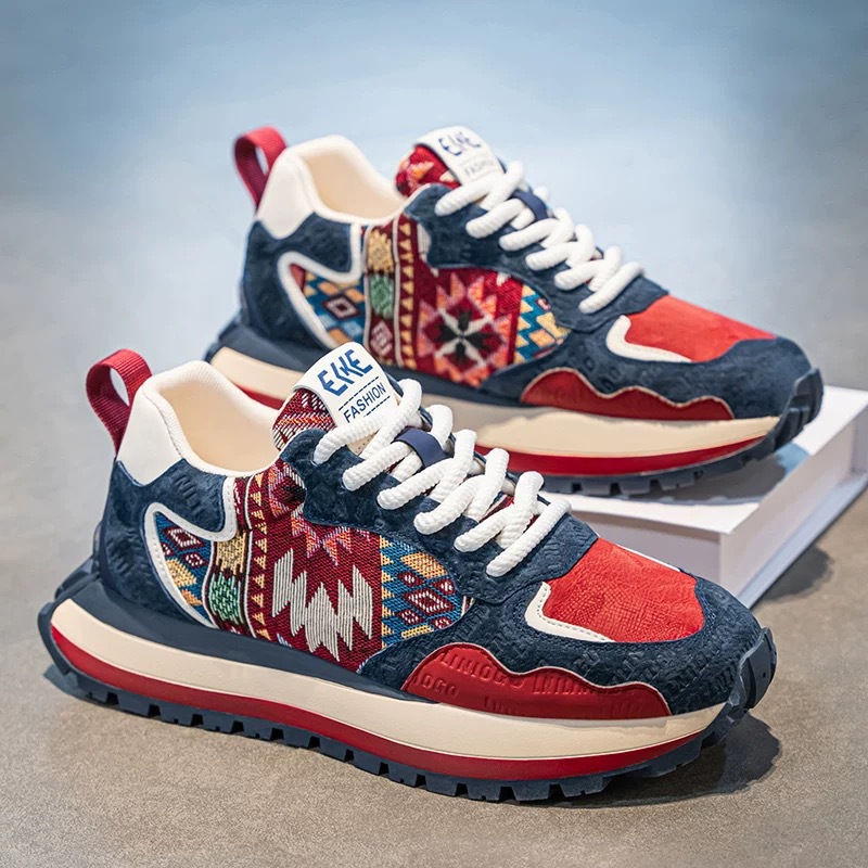 Summer Men'S Shoes New Breathable Teenage Shoes Men'S Trend All Match Platform Sports Shoes Casual Running Daddy Shoes 2025s