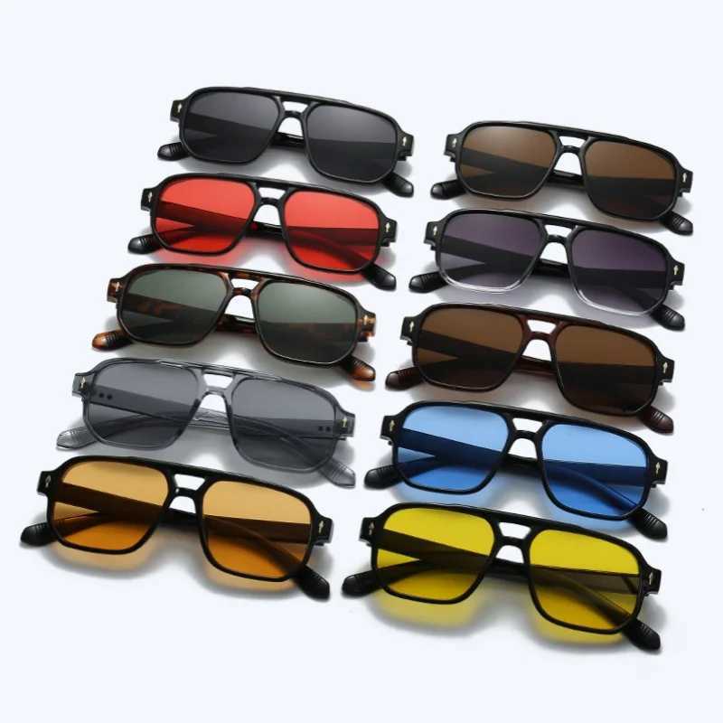 New Retro Double Bridge Square Sunglasses For Women Men Fashion Luxury Design Sun Glasses Trending Shades UV400 EyeglasseC250411