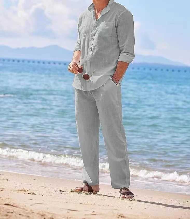 Mens Summer European and American New Fashion Classic Outdoor Daily Vacation Beach Solid Color Large Size Leisure SetXJ250412