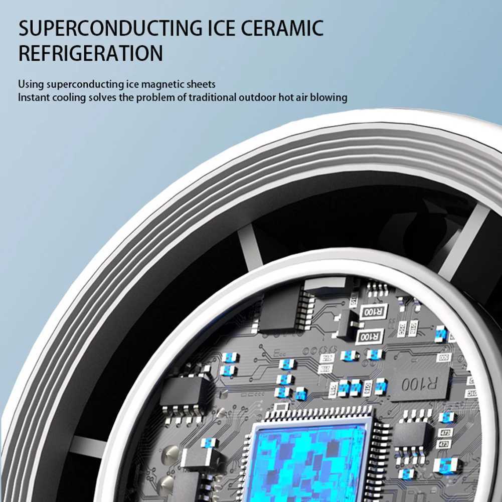 100 Turbos Cooling Ice Sensing Fan Super Mini Turbos Speed Fan USB Powered Digital Display for Outdoor Camping Travel X250412