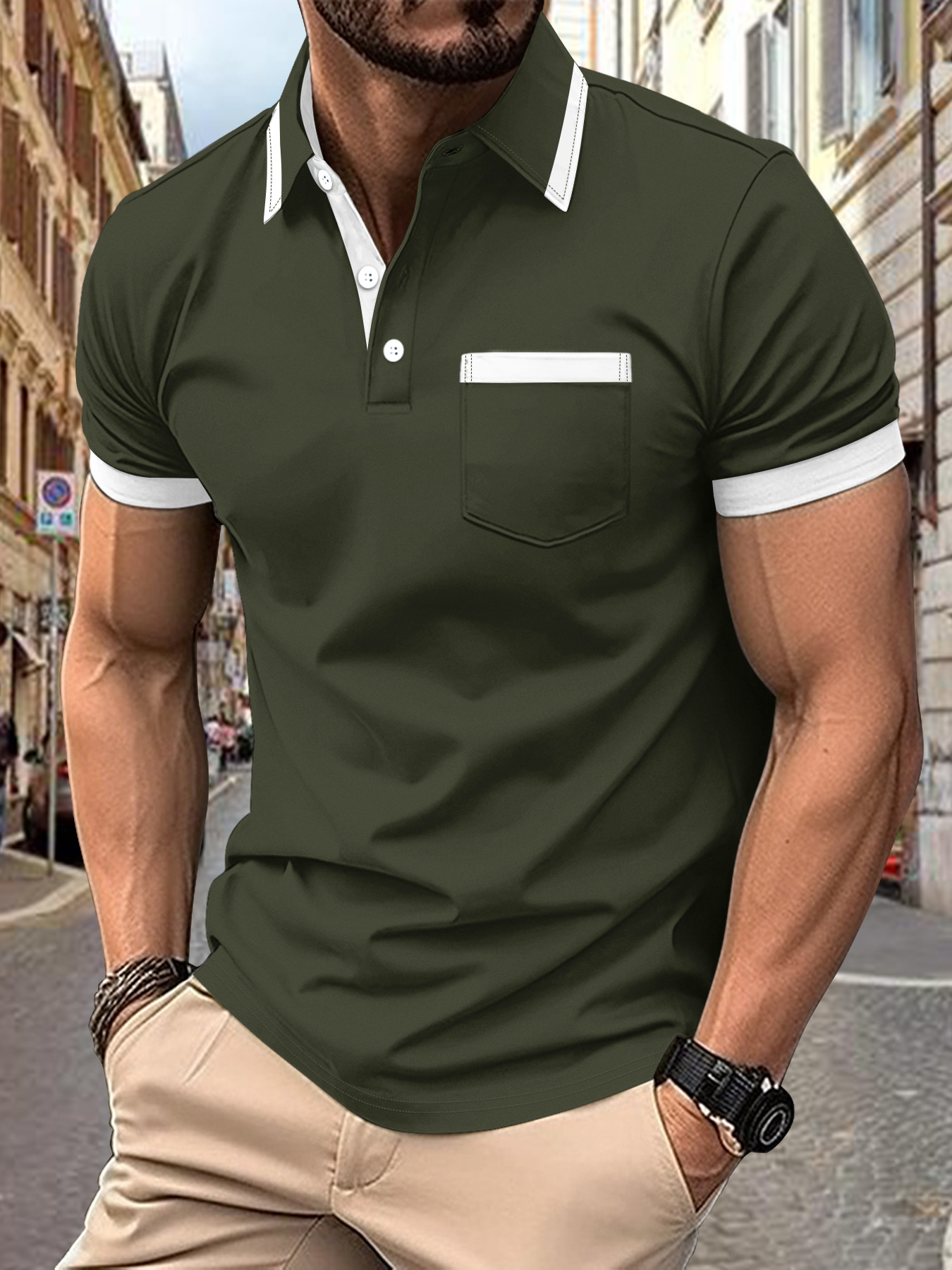 New Arrival Summer High Quality Vintage Polo Shirt Casual Polo Shirts Men's Short Sleeve Polos black white