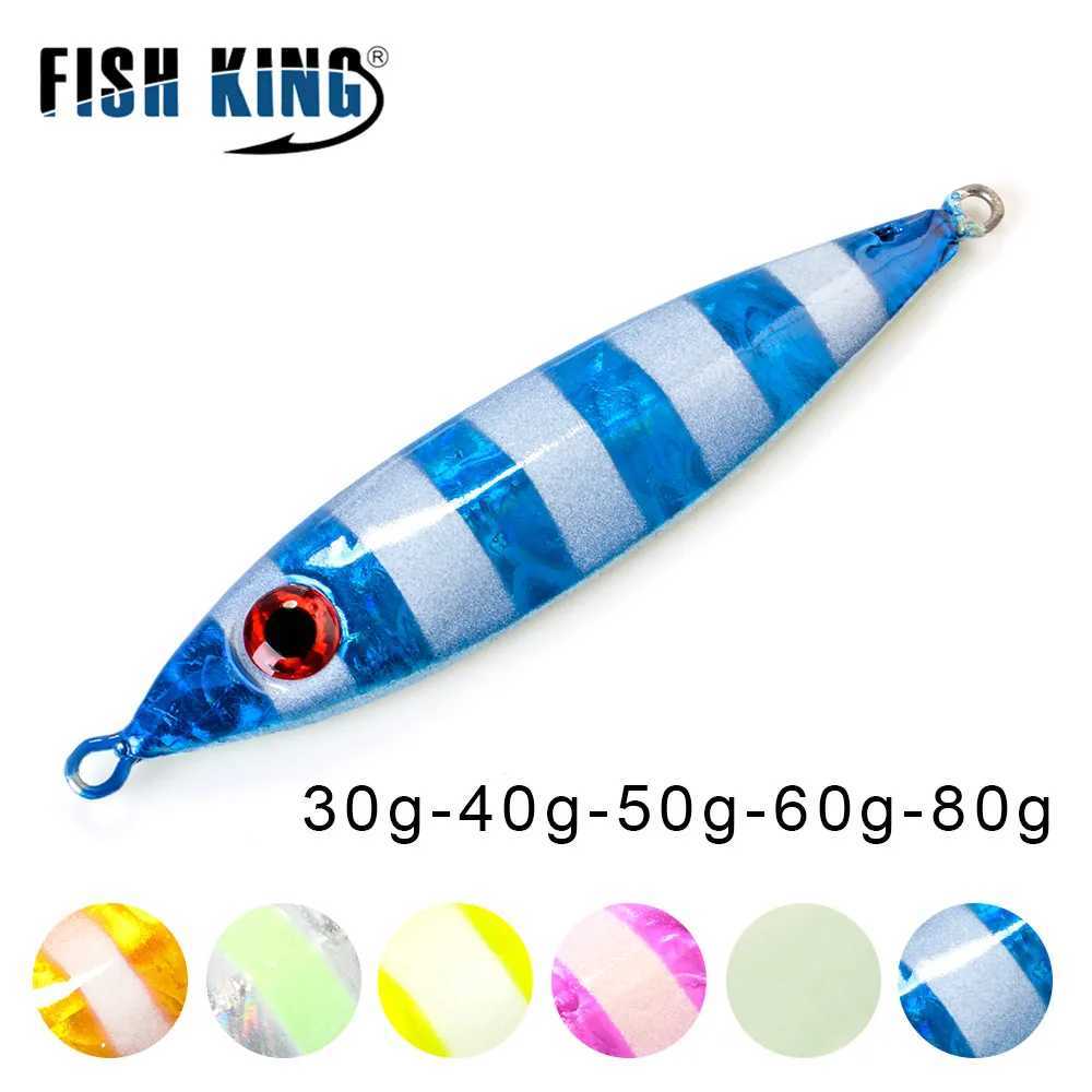 FISH KING 1PC 30G/40g/60G 3D eyes Laser Body Back Luminous Metal Jig Lure Paillette Knife Artificial Hard Bait Sea Fishing Lure Z250411