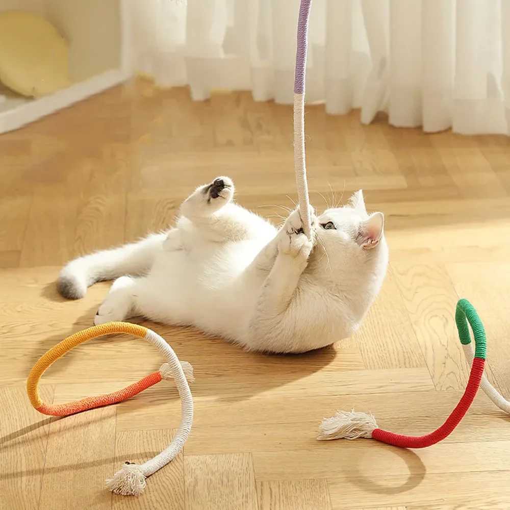 Cat Toys Interactive Plush Cotton Rope Toys Silver Vine Cat Teasing Toys Cleaning Mouth Cat Playing Toys Pet Supplies Accessories Y250412