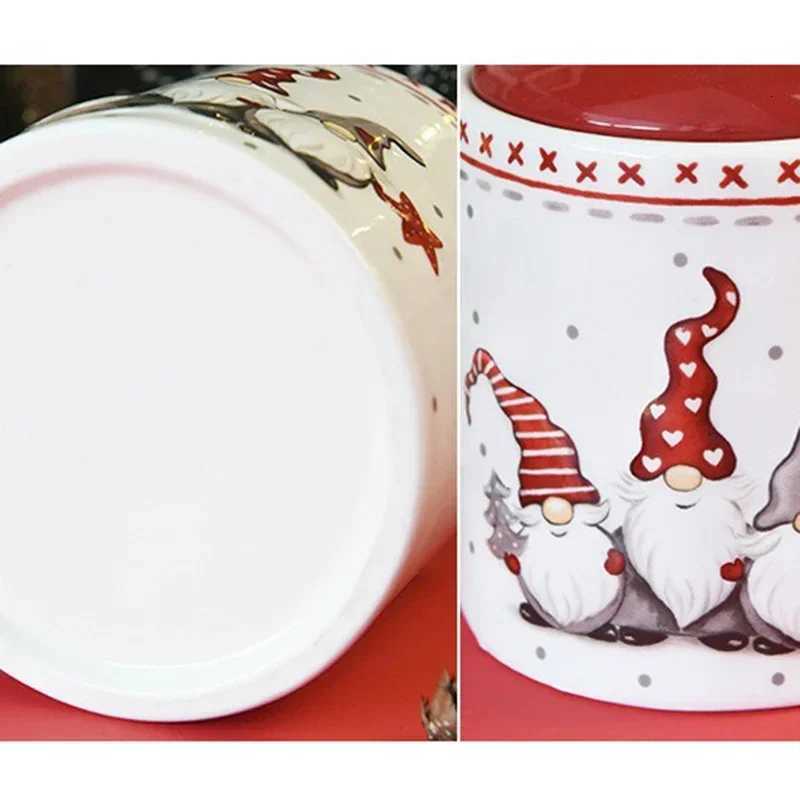 Christmas Nordic Style Christmas Clause Round Sealed Jar Candy Candied Dried Fruit Nut Food Storage Ceramic Container Kitchen Accessories Y251112