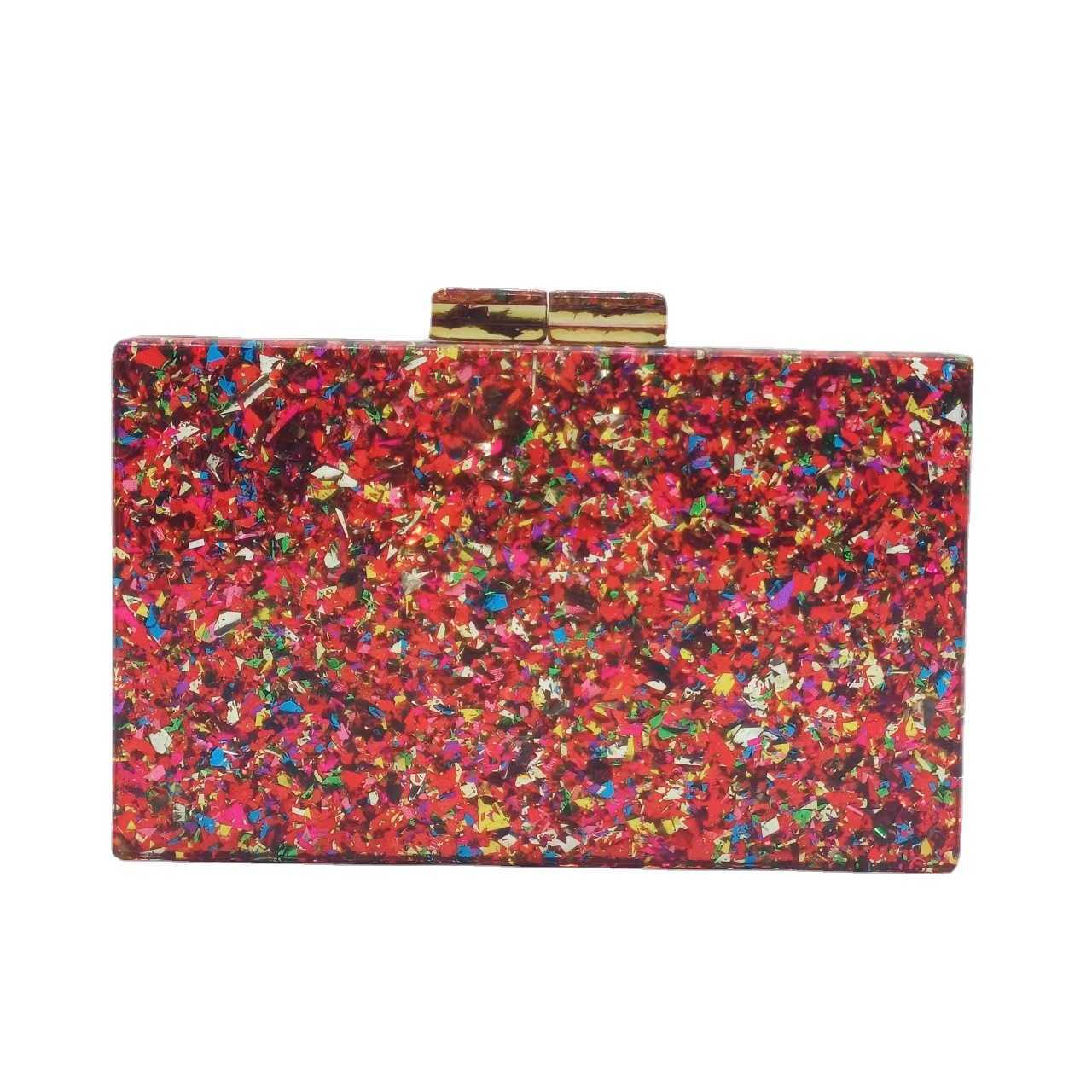 Womens Baita New One Shoulder Diagonal Straddle Bag Fashion Acrylic Bag Colorful SequDinner Party Handheld Bag
