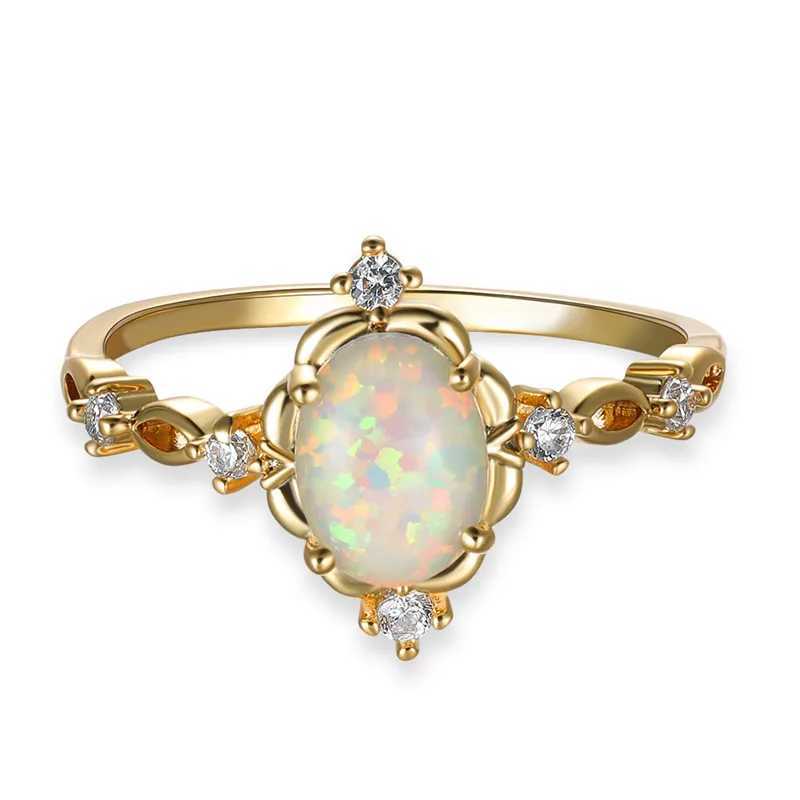 Enchanting gold silver wedding rings white opal engagement rings cute women blue green purple crystal ringsXJ250412