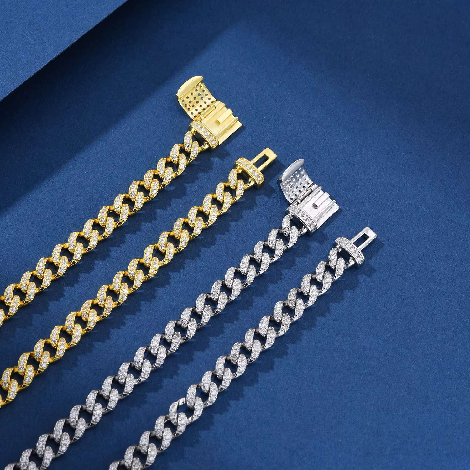 Rapper Hip Hop Accessories Fashion 6mm Chain Gold Plated Sier Zhirah Dia Iced Cuban Men's Necklace