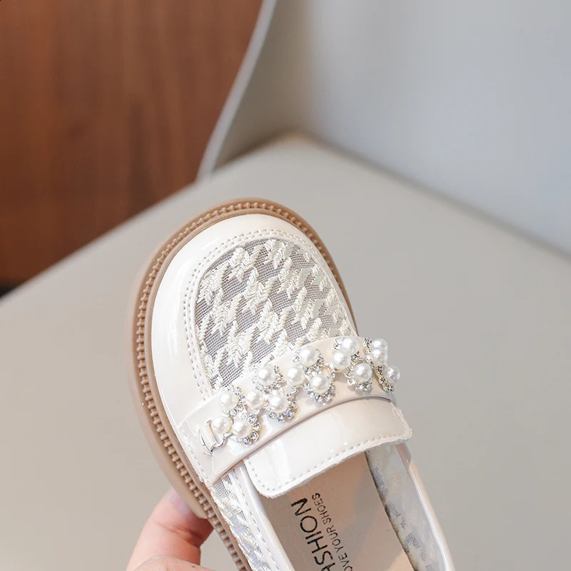 Girl Loafers Princess Lace Dress Girl Baby Shoes Oxford Apartment Childrens Church Uniform Moccasins Black Beige 250411