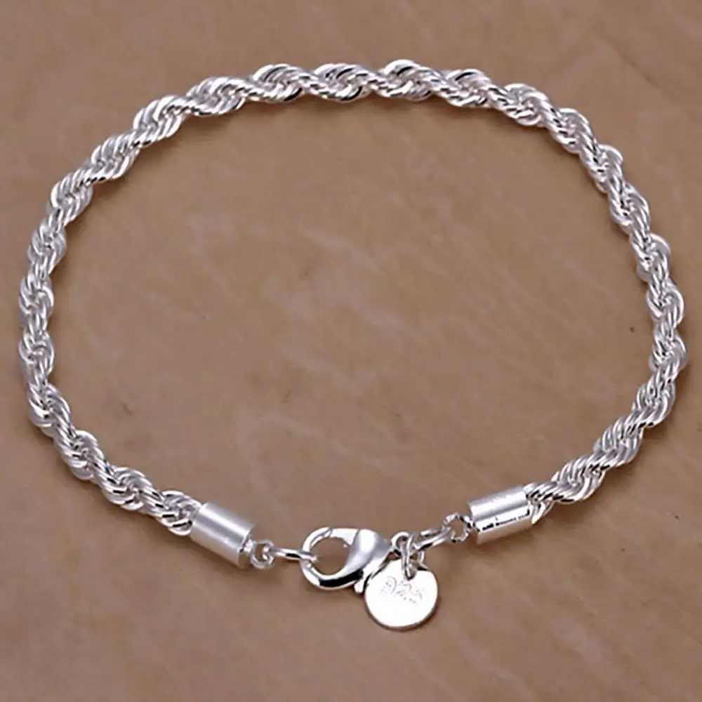 Elegant Womens Bracelet Silver Plated Twist Bangle Cuff Charm Bracelet Clasp Party Fashion Jewelry GiftC250411