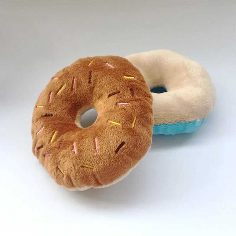 High Quality Soft Dog Doughnut Plush Pet Dog Toy Dog Chewing Toy Cute Puppy Squeezer Sound Toy Fun Puppy Mini Dog Interactive Toy T2504012