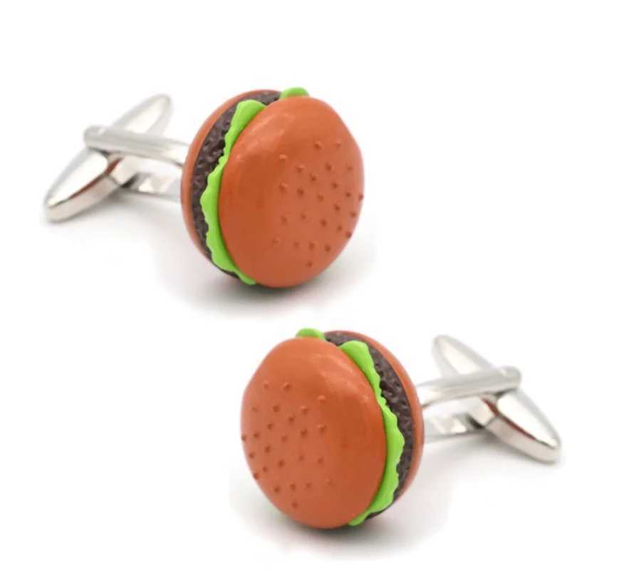 Fast Food Cuff Links Brown Burger and French Fries Design High Quality Brass Material Mens CufflinksT250412
