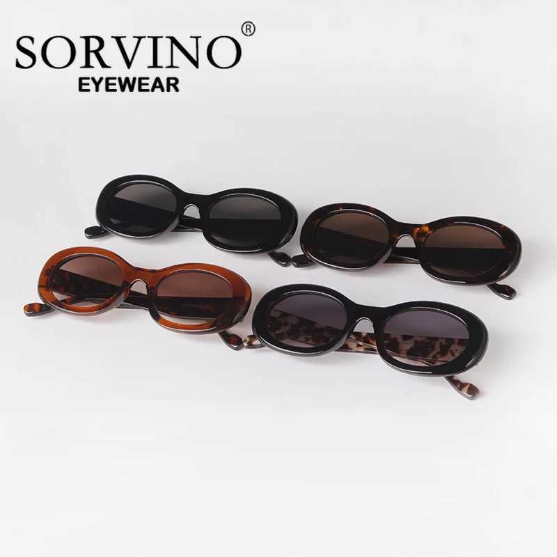 SORVINO Trendy Tortoise Shell Black Oval Sunglasses Gradient Brown Lens Round Women Men Sun Glasses Female UV400C250411