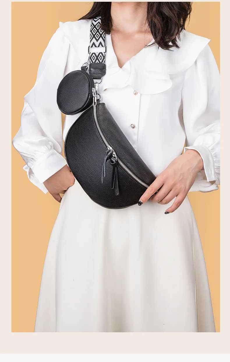 Leather womens single-shoulder crossbody bag top layer cowhide letter bag loose change chest bagT2511112