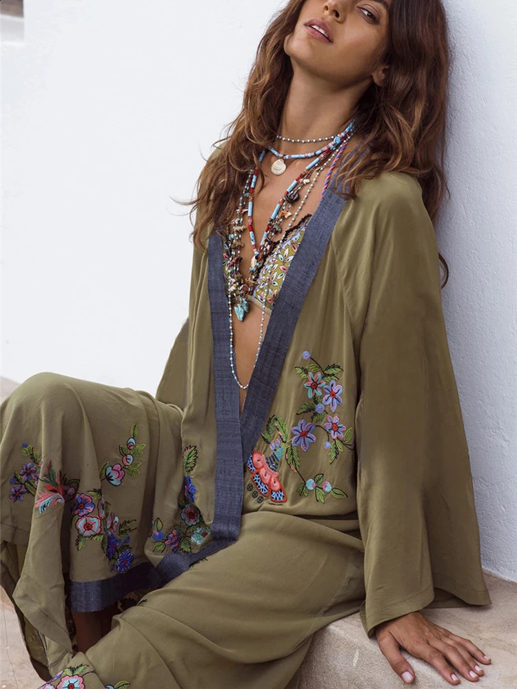 OIINAA floral embroidered bikini top womens beach jacket fashionable summer classic holiday open sewn suit 250408