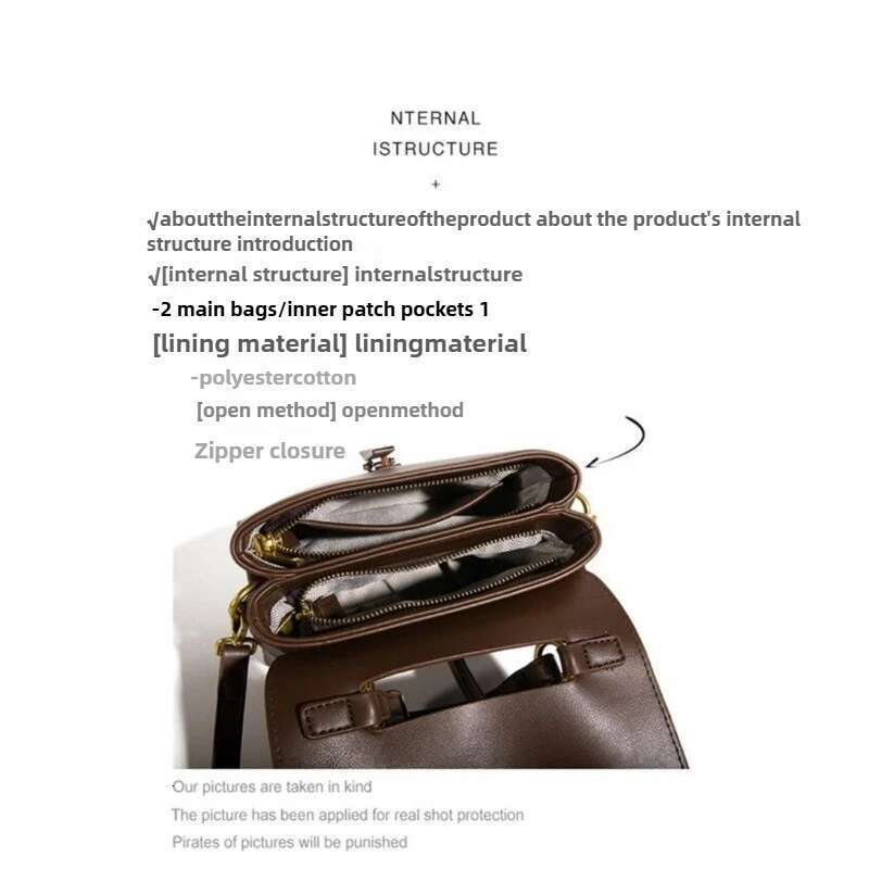 Designer Bag 2025 Spring And Summer New Texture Mahogany Retro Single Shoulder Messenger Handbag Trendy Large Capacity Bag