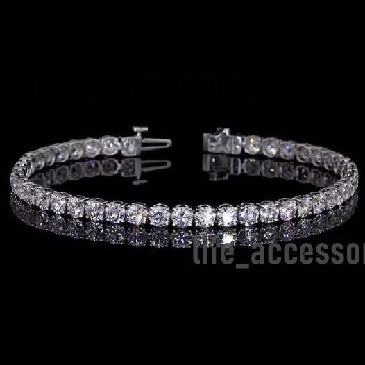 Hiphop Moissanite Bracelet 5mm Round Brilliant Cut 925 Sterling Silver Iced Out VVS Moissanite Tennis Chain