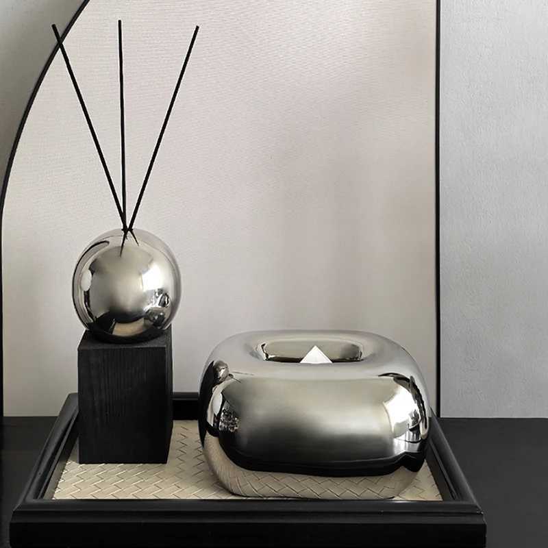 Creative Ceramics Corner Tissue Box Coffee Table Desk Decoration Minimalism Ceramic Tissue Box Bedside Table Paper Towel Case Y251112