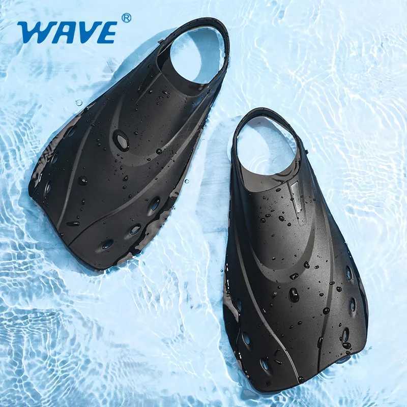 Wave Adult Swimming Foot Covered Diving Fin Freestyle Inflatable TPR Swimming Training Short Flip SwimsuitY250412