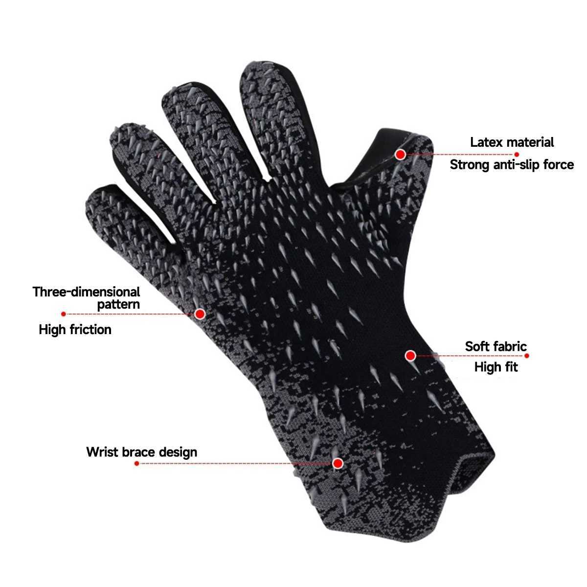 Super grip goalkeeper gloves PU anti slip latex palm and rubber spinning hand design make it the best football company.XJ250412
