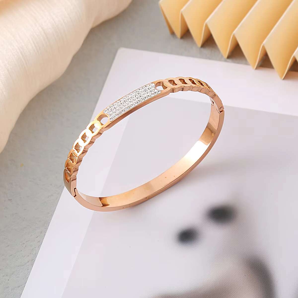New Design Diamond Watch Bangle Bracelet Stainless Steel Silver Gold Shape Moissanite Bangle Bracelet