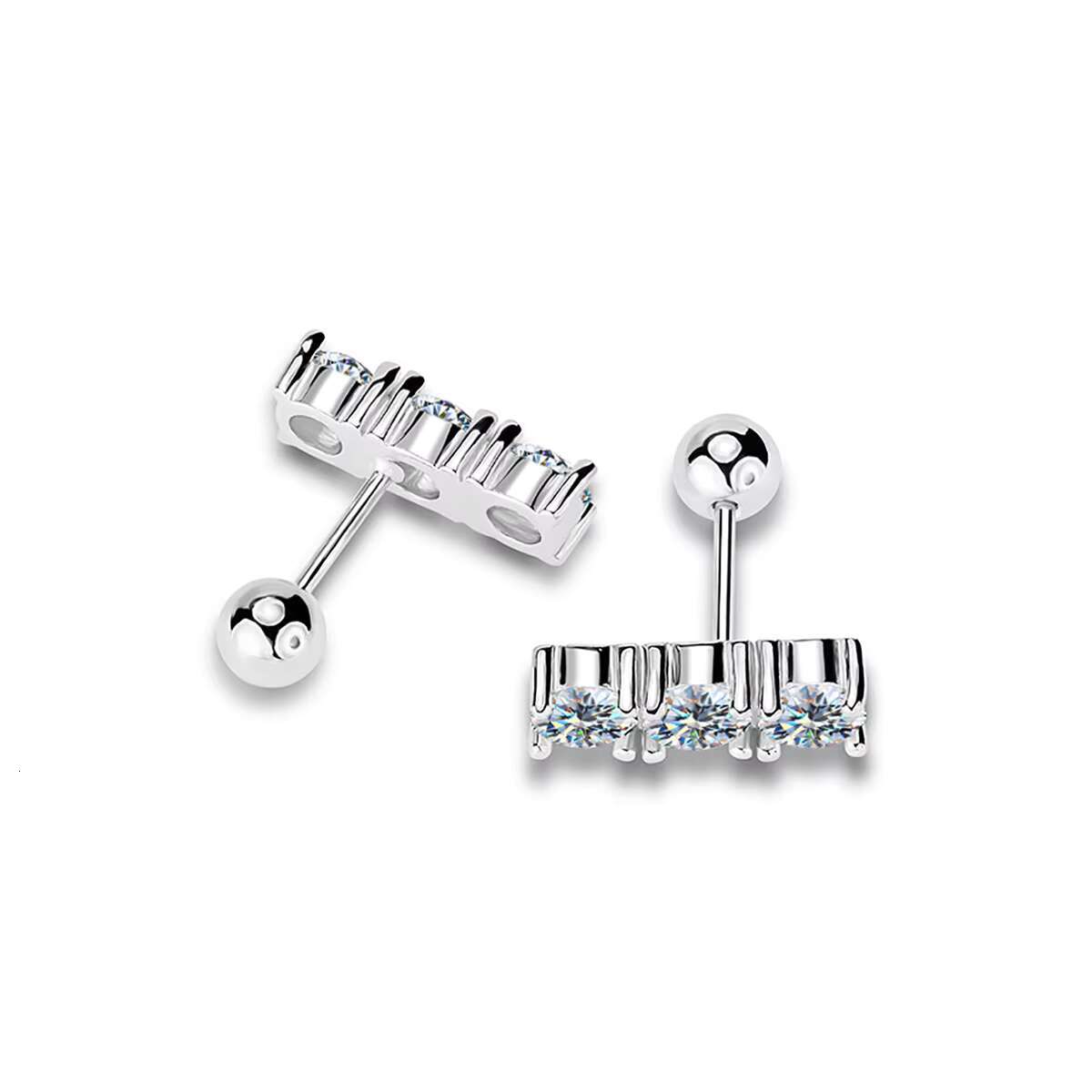 Most Popular 925 Sterling Silver Round Cut Line Three Drill Twist Bead Stud Earrings Fine Jewelry for Women Perfect Gift