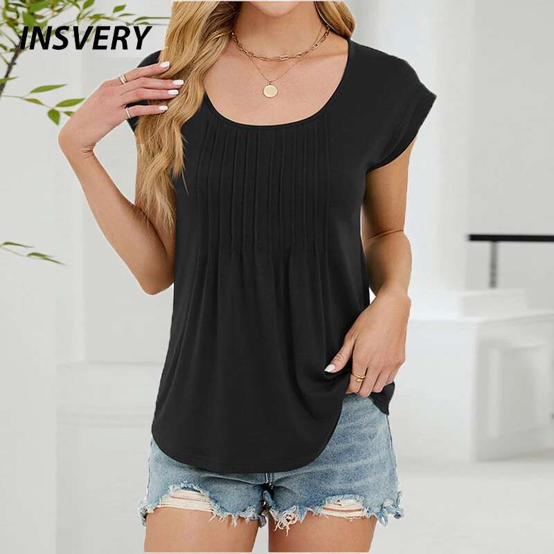 Short Sleeve T Shirt O Neck Solid Casual Tee Tops Female Elegant Summer Shirts For Women Pullover