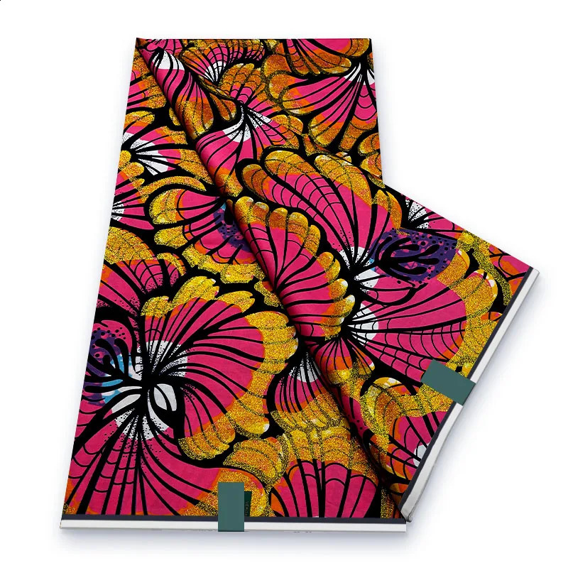 Original Heavy Quality Grand Wax Glitter Fabrics Soft Cotton Ankara Printed Wax Materials 6Yardss For Nigerian Clothes HY101 250407