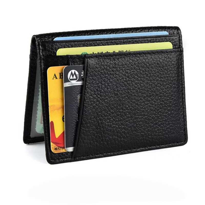 Ultra thin soft wallet 100% genuine leather mini card wallet wallet card holder mens wallet thin mini ID box Z250411