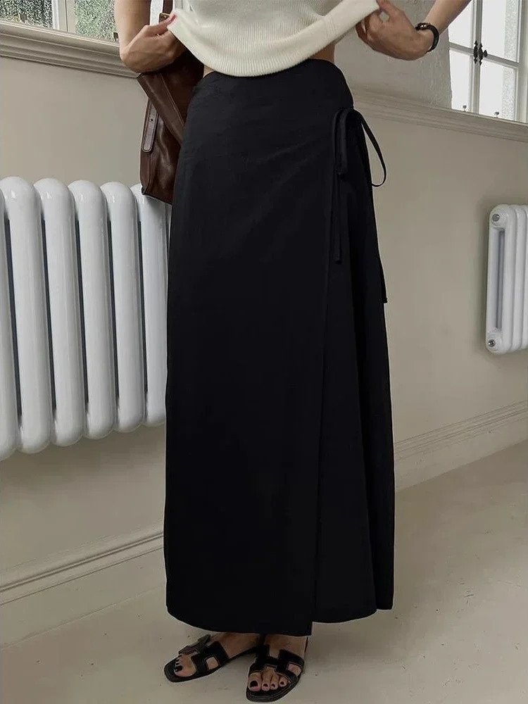 Womens Long Skirt Spring Cotton Line Korean Chic Straight Skirt for Women Solid Color Khaki High Waist A-line Skirt Women 250407