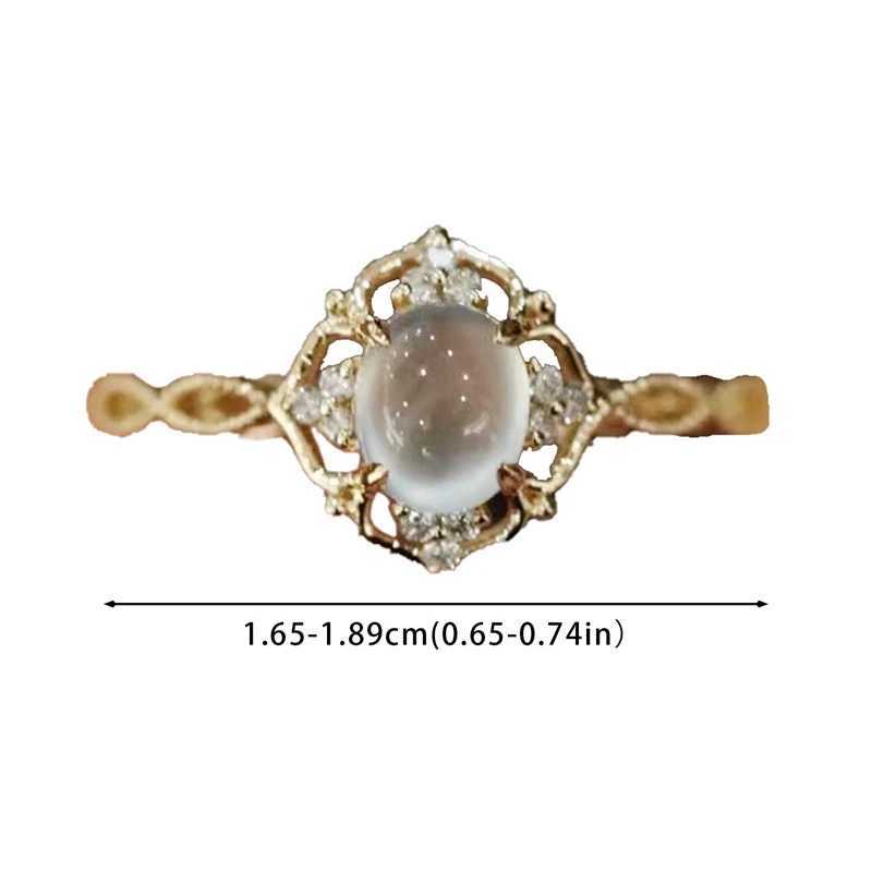 14K gold-plated natural moonstone cat eye ring for women fashionable and luxurious geometric design Terence jewelryXJ250412