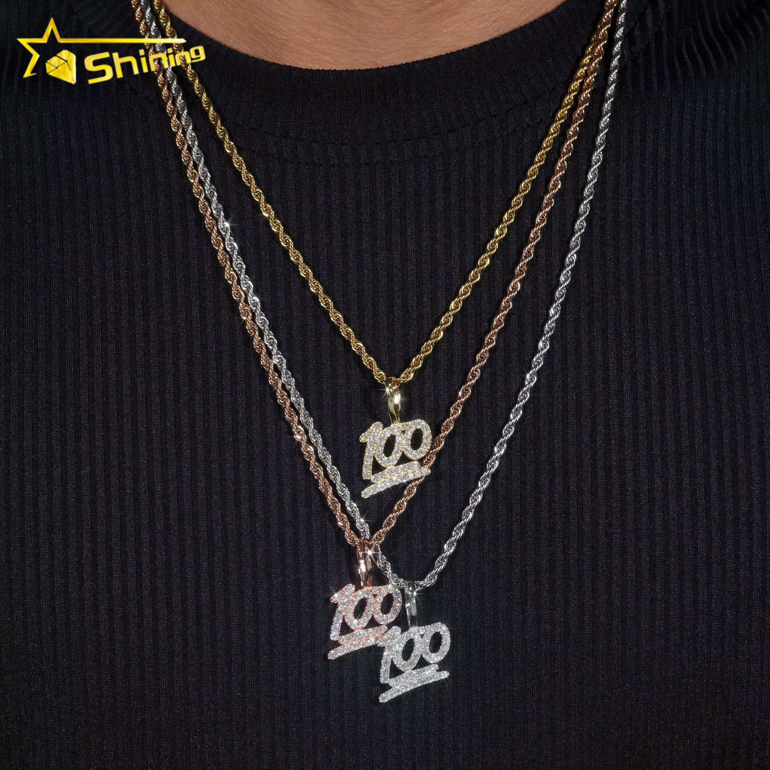 Silver 925 Pendants VVS Moissanite Diamond Mossanite Hip Hop Fine Jewelry Iced Out Diamond Moissanite Hamsa Hand Pendant