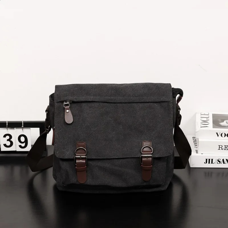 Casual canvas messenger bag mens fashionable retro mens cross body bag laptop bag handbag large capacity shoulder messenger bag mens 250411