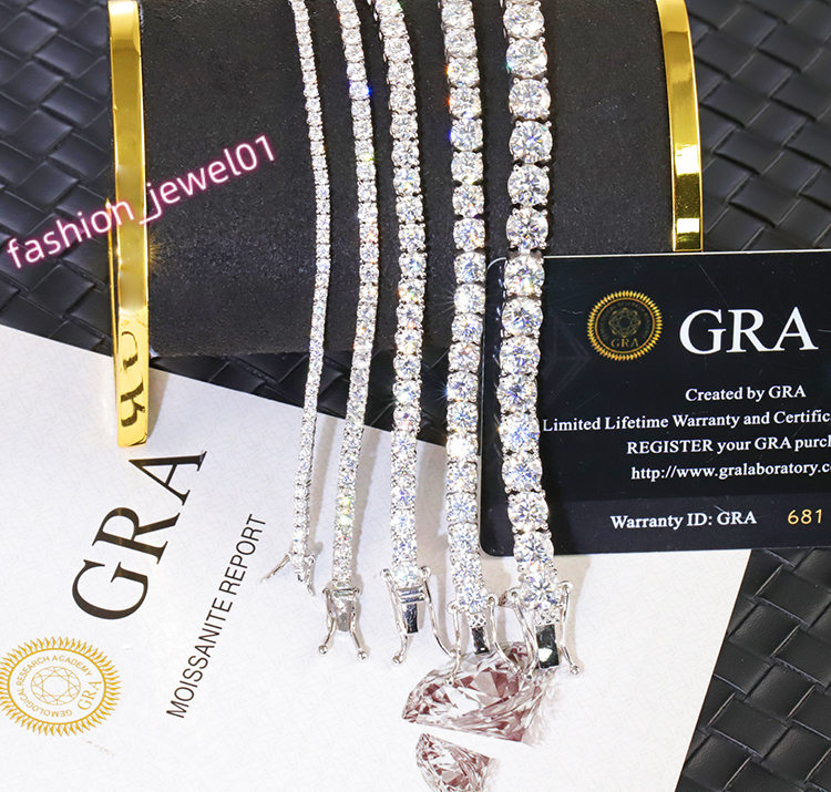 Factory Price Hiphop Jewelry 925 Silver 18K Gold Plated Pass the Diamond Tester D/VVS Moissanite Tennis Chain Bracelet